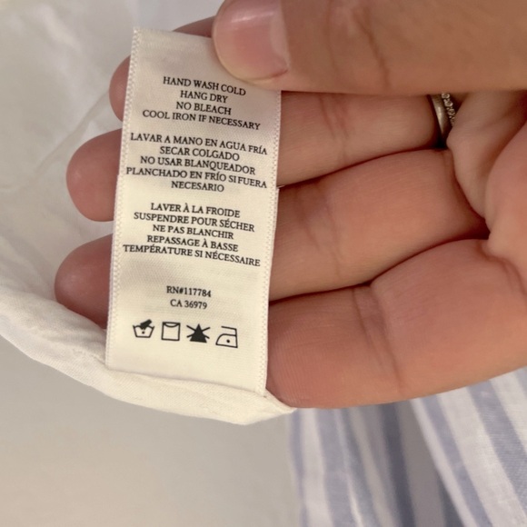 Rails Sandy Blue Iris Strip Linen Blend Tiered Ruffle Mini Dress Size Small - Picture 11 of 12